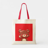 Red Bear Tote Bag – Cute & Simple Canvas Bag (Dos)