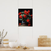 Red Begonia Flowers Art Print Poster (Cuisine)