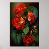Red Begonias Bloemenkunst Print Poster (Voorkant)