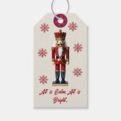 Red Beige Snowflake Notenkraker Cadeaulabel (Voorkant)