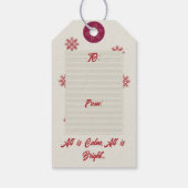 Red Beige Snowflake Notenkraker Cadeaulabel (Achterkant)