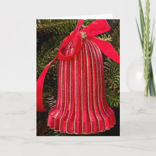 Red Bell Christmas Tree Ornament Bedankkaart (Voorkant)