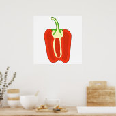 Red Bell Pepper Half. Capsicum. Poster (Keuken)