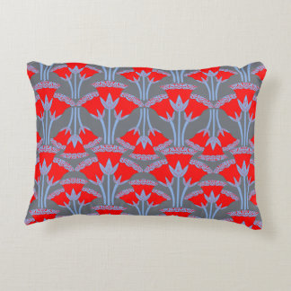 Red Bellflower Accent Pillow | One Owl Artist Kussen
