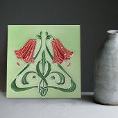 Red Bellflower Decor Art Deco Tegeltje