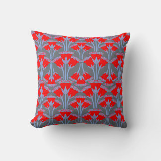 Red Bellflower Throw Pillow | One Owl Artist Kussen