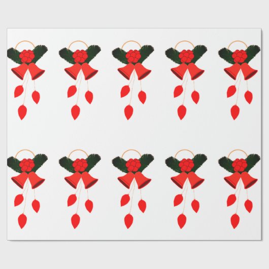Red Bells en Holly Wrapping Paper Cadeaupapier (Vlak)