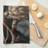 Red Berries and Exotic Seed Pods on Black Theedoek (Quarter Fold)