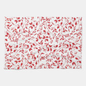 Red Berries Floral kerstthee handdoeken (Horizontaal)