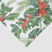 Red Berries Green Holly Floral kerstfeestdag Tissuepapier (Detail)