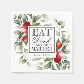 Red Berries Holiday eet Drink en wordt getrouwd Servet (Voorkant)