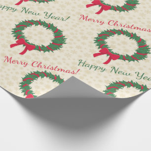 Red Berries Holly Merry kerst Cadeaupapier