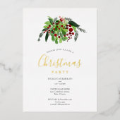 Red Berries kerstfeest Gold Folie Feestdagenkaart (Voorkant)