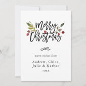 Red Berries kerstfoto Feestdagenkaart (Voorkant)