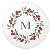 Red Berries krans Keramische Knop (Voorkant)