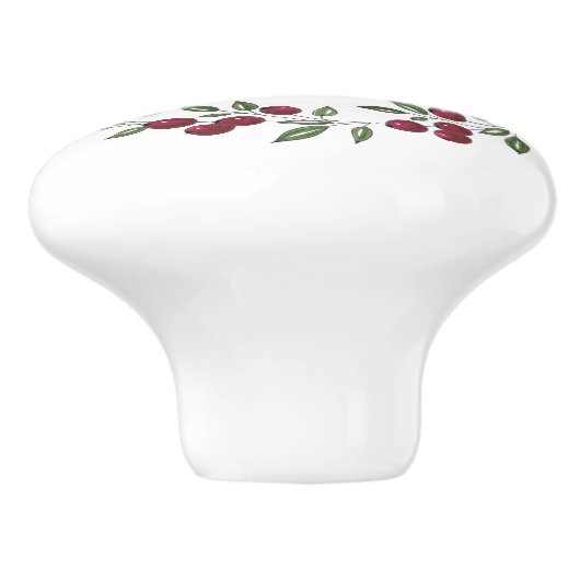 Red Berries krans Keramische Knop (Zijkant)