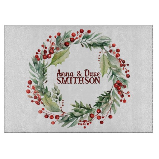 Red Berries krans Snijplank (Voorkant)