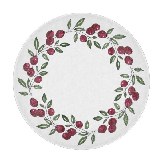 Red Berries krans Snijplank (Voorkant)