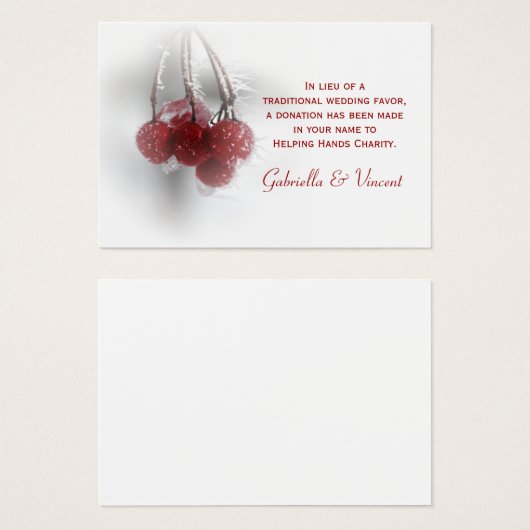 Red Berries Mariage d'hiver Charity Favoriser Cart (Devant & derrière)