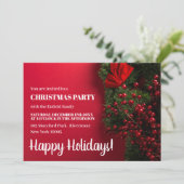 Red Berries & Mistletoe, kerstfeest uitnodiging (Staand voorkant)
