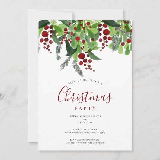 Red Berries Noël Fête Invitation (Devant)