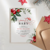 Red Berries Noël Père Noël Baby shower Invitation