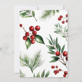 Red Berries Pine Wreath Brunch en Bubbly Kaart (Achterkant)