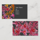 RED BERRIES SWIRLS metallic linnen Visitekaartje (Voorkant / Achterkant)