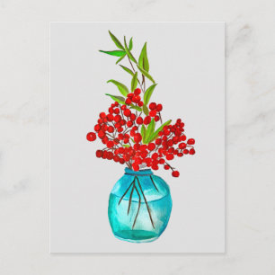 Red Berries waterverf kunst Briefkaart