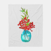 Red Berries waterverf kunst Fleece Deken (Voorkant)