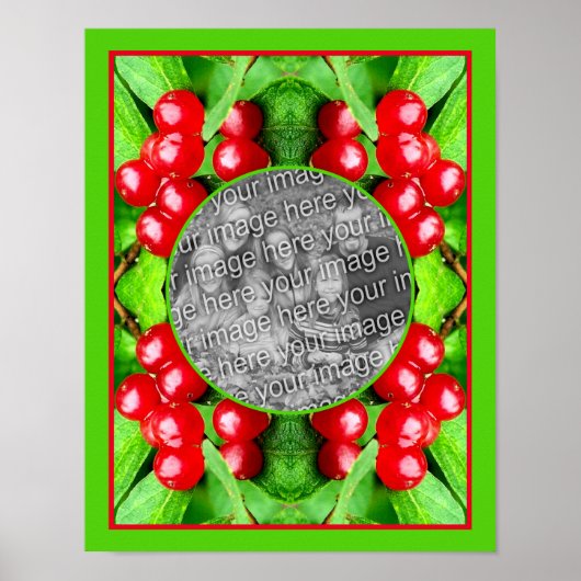 Red Berries With Raindrops Nature Add Your Photo Poster (Voorkant)