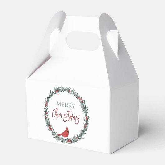 Red Berries Wreath and Red Cardinal Christmas Bedankdoosjes (Achterkant)