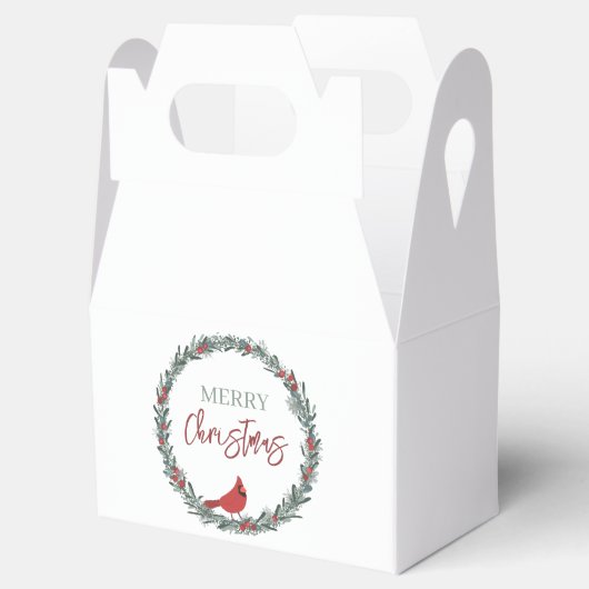 Red Berries Wreath and Red Cardinal Christmas Bedankdoosjes (Geopend)