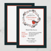 Red Berries Wreath Fêtes Invitations (Devant / Derrière)