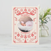 Red Berry Baby eerste kerstdag Feestdagenkaart (Staand voorkant)