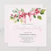 Red Berry Bow Kerst Vakantie Party uitnodiging (Voorkant / Achterkant)