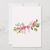 Red Berry Bow Kerst Vakantie Party uitnodiging (Achterkant)