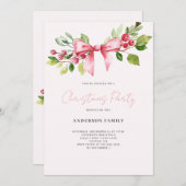 Red Berry Bow Noël Fête Invitation (Devant / Derrière)