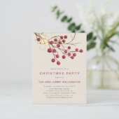 Red Berry Christmas Party Invitation Carte postale (Debout devant)