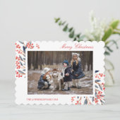 Red Berry Foliage Carte photo de Noël (Debout devant)