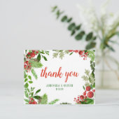 Red Berry Holly verlaat kerstbruiloft Briefkaart (Staand voorkant)