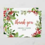 Red Berry Holly verlaat kerstbruiloft Briefkaart (Voorkant / Achterkant)