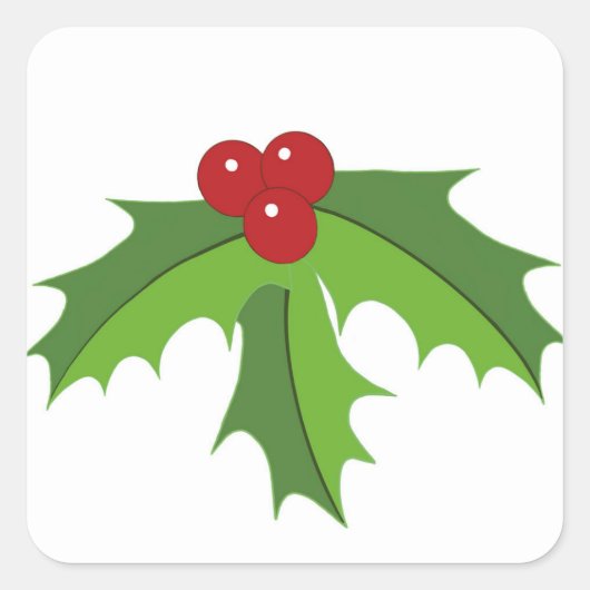 Red Berry Holly Vierkante Sticker (Voorkant)