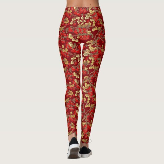 Red Berry Pattern Leggings (Achterkant)