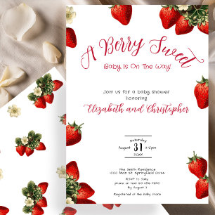 Red Berry Sweet Strawberry Meisje Baby shower Kaart