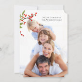 Red Berry Winter Green met Family Kerstfoto Kaart (Voorkant)