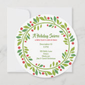 Red Berry Wreath Holiday Party Uitnodiging (Voorkant)