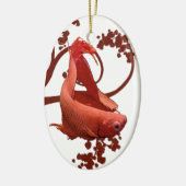 Red Betta Siamese gevechtsvis Keramisch Ornament (Links)