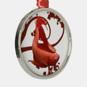 Red Betta Siamese gevechtsvis Metalen Ornament (Rechts)