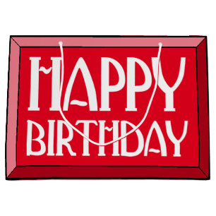 Red Beveled Happy Birthday Art Deco Groot Cadeauzakje